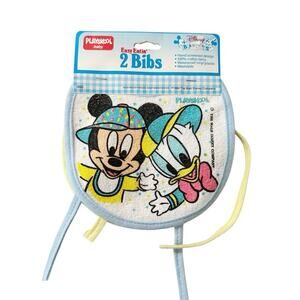Vintage 1986 Playschool Baby Disney Mickey Easy Eatin’ Bib Set